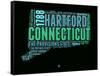 Connecticut Word Cloud 1-NaxArt-Framed Stretched Canvas