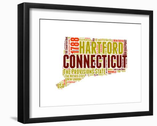 Connecticut Word Cloud Map-NaxArt-Framed Art Print