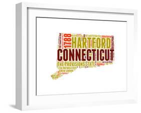 Connecticut Word Cloud Map-NaxArt-Framed Art Print