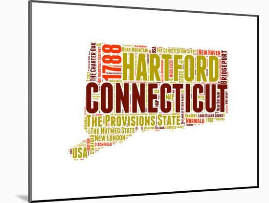 Connecticut Word Cloud Map-NaxArt-Mounted Art Print