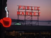 Neon Sign of Coffee Cup at Pike Place Market, Seattle, Washington, USA-Connie Ricca-Photographic Print
