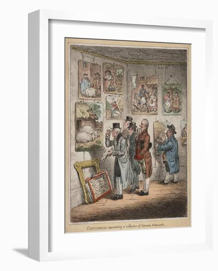 Connoisseurs Examining a Collection of George Morland’S, Published by Hannah Humphrey, 1807-James Gillray-Framed Giclee Print