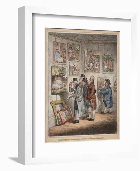 Connoisseurs Examining a Collection of George Morland’S, Published by Hannah Humphrey, 1807-James Gillray-Framed Giclee Print