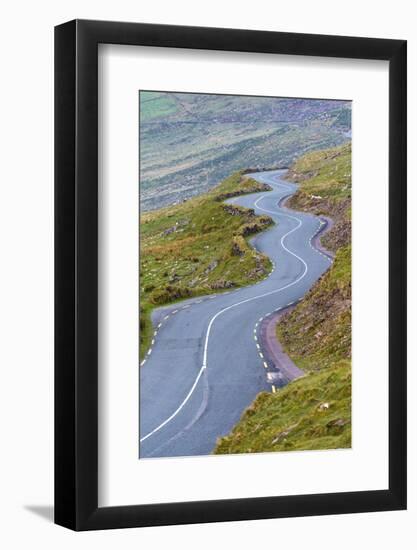 Connor pass, Dingle peninsula, County Kerry, Munster province, Ireland, Europe.  Bending road leadi-Marco Bottigelli-Framed Photographic Print