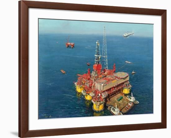 Conoco's- Mating- Hutton Tension Leg Platform 1984-Terence Cuneo-Framed Giclee Print