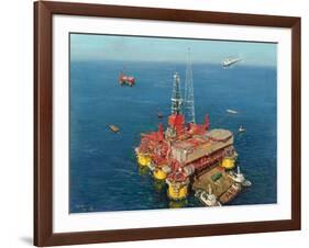 Conoco's- Mating- Hutton Tension Leg Platform 1984-Terence Cuneo-Framed Giclee Print