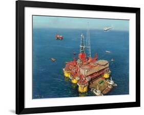 Conoco's- Mating- Hutton Tension Leg Platform 1984-Terence Cuneo-Framed Giclee Print