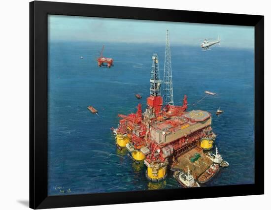 Conoco's- Mating- Hutton Tension Leg Platform 1984-Terence Cuneo-Framed Giclee Print