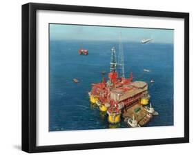 Conoco's- Mating- Hutton Tension Leg Platform 1984-Terence Cuneo-Framed Giclee Print