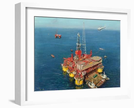 Conoco's- Mating- Hutton Tension Leg Platform 1984-Terence Cuneo-Framed Giclee Print