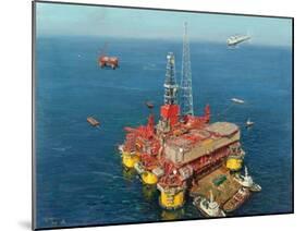 Conoco's- Mating- Hutton Tension Leg Platform 1984-Terence Cuneo-Mounted Giclee Print