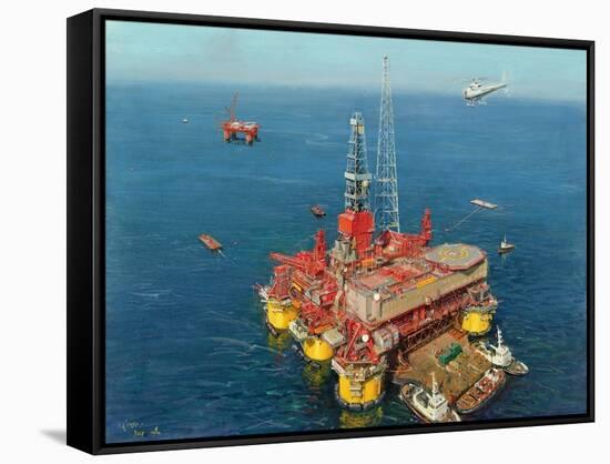 Conoco's- Mating- Hutton Tension Leg Platform 1984-Terence Cuneo-Framed Stretched Canvas