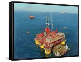 Conoco's- Mating- Hutton Tension Leg Platform 1984-Terence Cuneo-Framed Stretched Canvas