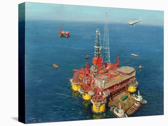 Conoco's- Mating- Hutton Tension Leg Platform 1984-Terence Cuneo-Stretched Canvas