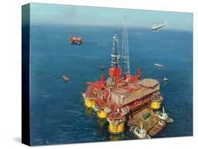 Conoco's- Mating- Hutton Tension Leg Platform 1984-Terence Cuneo-Stretched Canvas