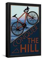 Conquer the Hill - Mountain Bike-null-Framed Poster