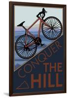 Conquer the Hill - Mountain Bike-Lantern Press-Framed Art Print