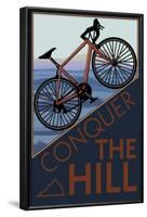 Conquer the Hill - Mountain Bike-Lantern Press-Framed Art Print