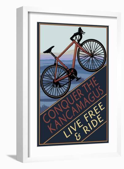 Conquer the Kancamagus, New Hampshire - Mountain Bike-Lantern Press-Framed Art Print