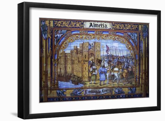Conquest of Almeria, Glazed Tiles of Plaza De Espana, Seville, Andalusia, Detail, Spain-null-Framed Giclee Print