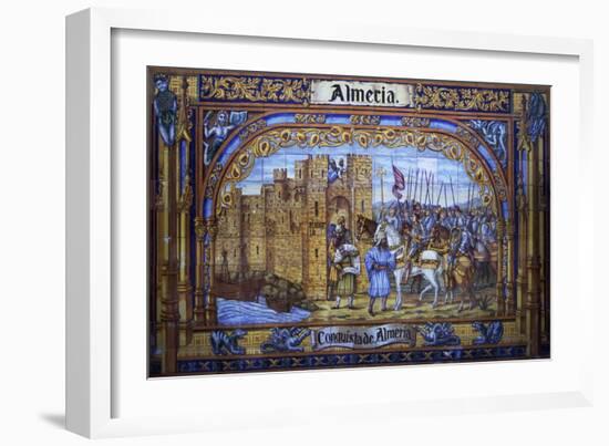 Conquest of Almeria, Glazed Tiles of Plaza De Espana, Seville, Andalusia, Detail, Spain-null-Framed Giclee Print