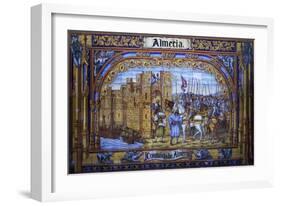 Conquest of Almeria, Glazed Tiles of Plaza De Espana, Seville, Andalusia, Detail, Spain-null-Framed Giclee Print