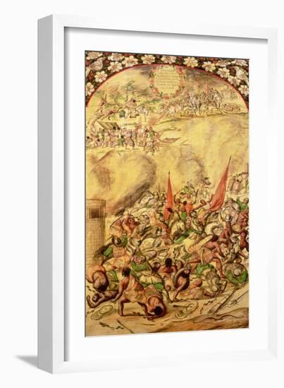 Conquest of Mexico: the Spaniards Retreating, 1st July 1520, 1698-Miguel & Juan Gonzalez-Framed Giclee Print