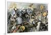 Conquest of the Aztec Capital Tenochtitlan by the Spanish Army of Hernando Cortes, c.1500-null-Framed Giclee Print