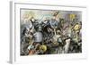 Conquest of the Aztec Capital Tenochtitlan by the Spanish Army of Hernando Cortes, c.1500-null-Framed Giclee Print