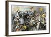 Conquest of the Aztec Capital Tenochtitlan by the Spanish Army of Hernando Cortes, c.1500-null-Framed Giclee Print