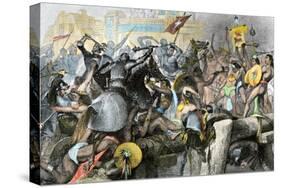 Conquest of the Aztec Capital Tenochtitlan by the Spanish Army of Hernando Cortes, c.1500-null-Stretched Canvas