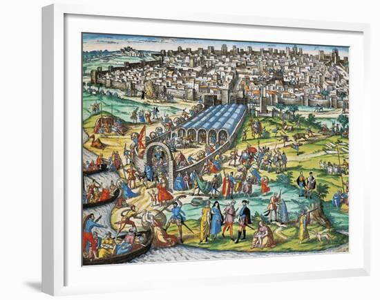Conquest of Tunis by Charles V, 1535-Franz Hogenberg-Framed Giclee Print