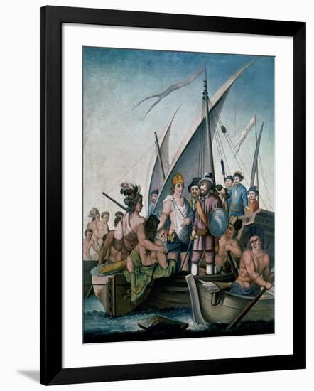 Conquista de Mexico, Garcia de Holguin Prense a Guatimozin-null-Framed Giclee Print