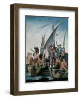 Conquista de Mexico, Garcia de Holguin Prense a Guatimozin-null-Framed Giclee Print