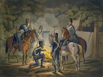 Prussian Hussars on a Night Picket, C.1799-1802 (Colour Litho)-Conrad Gessner-Framed Giclee Print