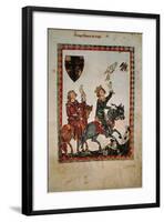 Conradin of Swabia Hunting with Falcons, Miniature from Manesse Code, Manuscript, 1304, Germany-null-Framed Giclee Print