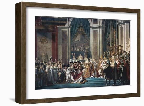 Consecration of the Emperor Napoleon and the Coronation of the Empress Josephine by Pope Pius VII-Jacques-Louis David-Framed Art Print