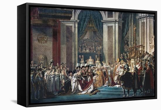 Consecration of the Emperor Napoleon and the Coronation of the Empress Josephine by Pope Pius VII-Jacques-Louis David-Framed Stretched Canvas