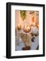 Console table, detail, autumnal decoration, candles, pumpkin, picture frame,-mauritius images-Framed Photographic Print