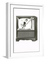 Console Television Set with Majorette-null-Framed Art Print