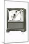 Console Television Set with Majorette-null-Mounted Art Print