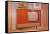 Console TV, Retro-null-Framed Stretched Canvas