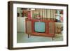 Console TV, Retro-null-Framed Art Print