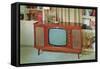 Console TV, Retro-null-Framed Stretched Canvas