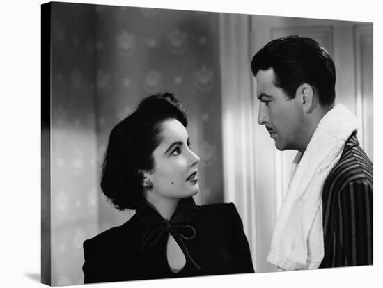 CONSPIRATOR, 1949 directed by VICTOR SAVILLE Elizabeth Taylor and Robert Taylor (b/w photo)-null-Stretched Canvas