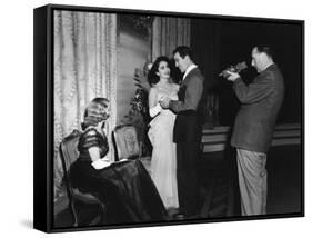 CONSPIRATOR, 1949 directed by VICTOR SAVILLE On the set, Honor Blackman, Elizabeth Taylor, Robert T-null-Framed Stretched Canvas