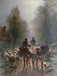 Game Keeper Stops Near His Dogs-Constant Troyon-Art Print