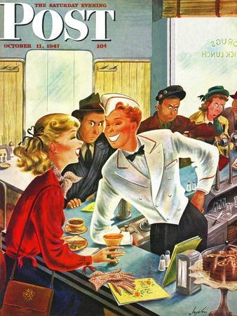 "Flirting Soda Jerk," Saturday Evening Post Cover, October 11, 1947