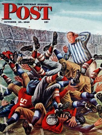 "Football Pile-up," Saturday Evening Post Cover, October 23, 1948