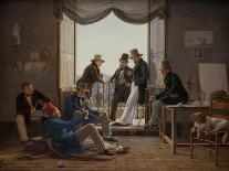 Boys playing dice in front of Christiansborg palace in Copenhagen.-Constantin Hansen-Giclee Print